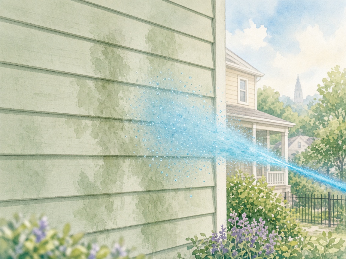 Soft illustration of house siding rinse