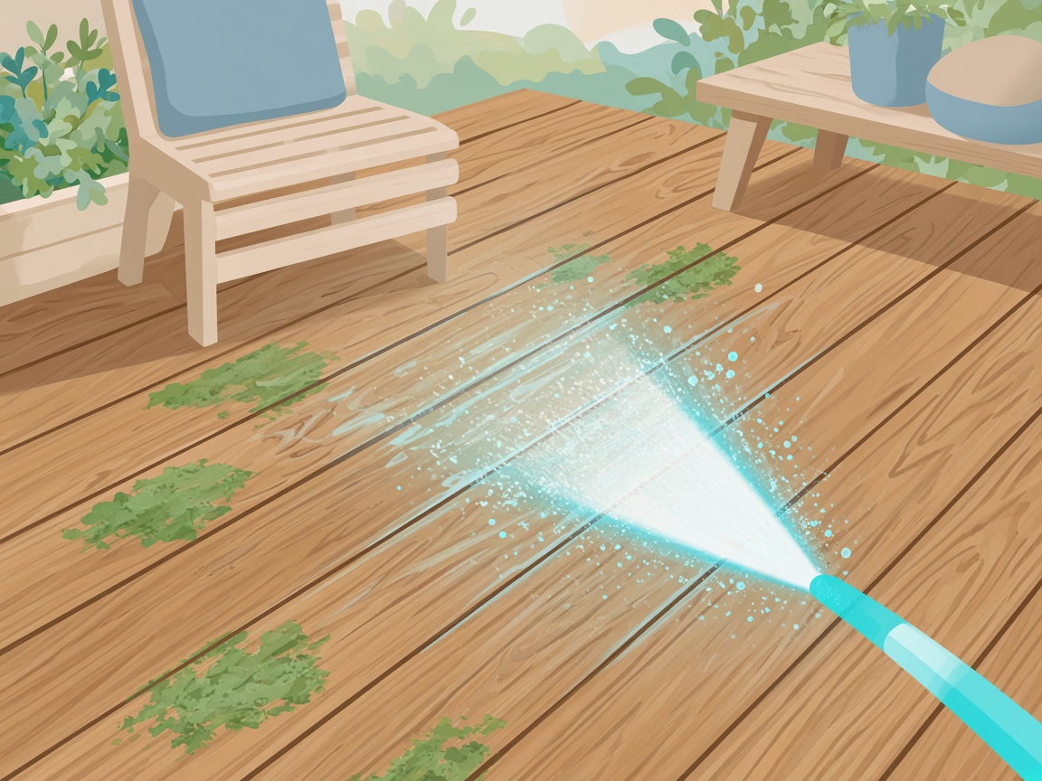 Soft illustration of deck board washing